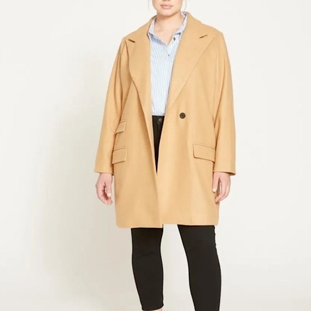 Universal Standard New Tailored Coat Classic Camel Wool Blend Coat (2XS =US 6-8)